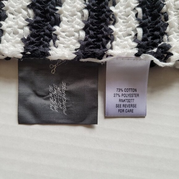 Dana Buchman sweater black and white striped plus size XL pull over v-neck loose - Picture 10 of 13